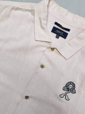 Roark Gonzo Camp Collar Shirt Men's XL Flower Graphic Linen Blend Skater